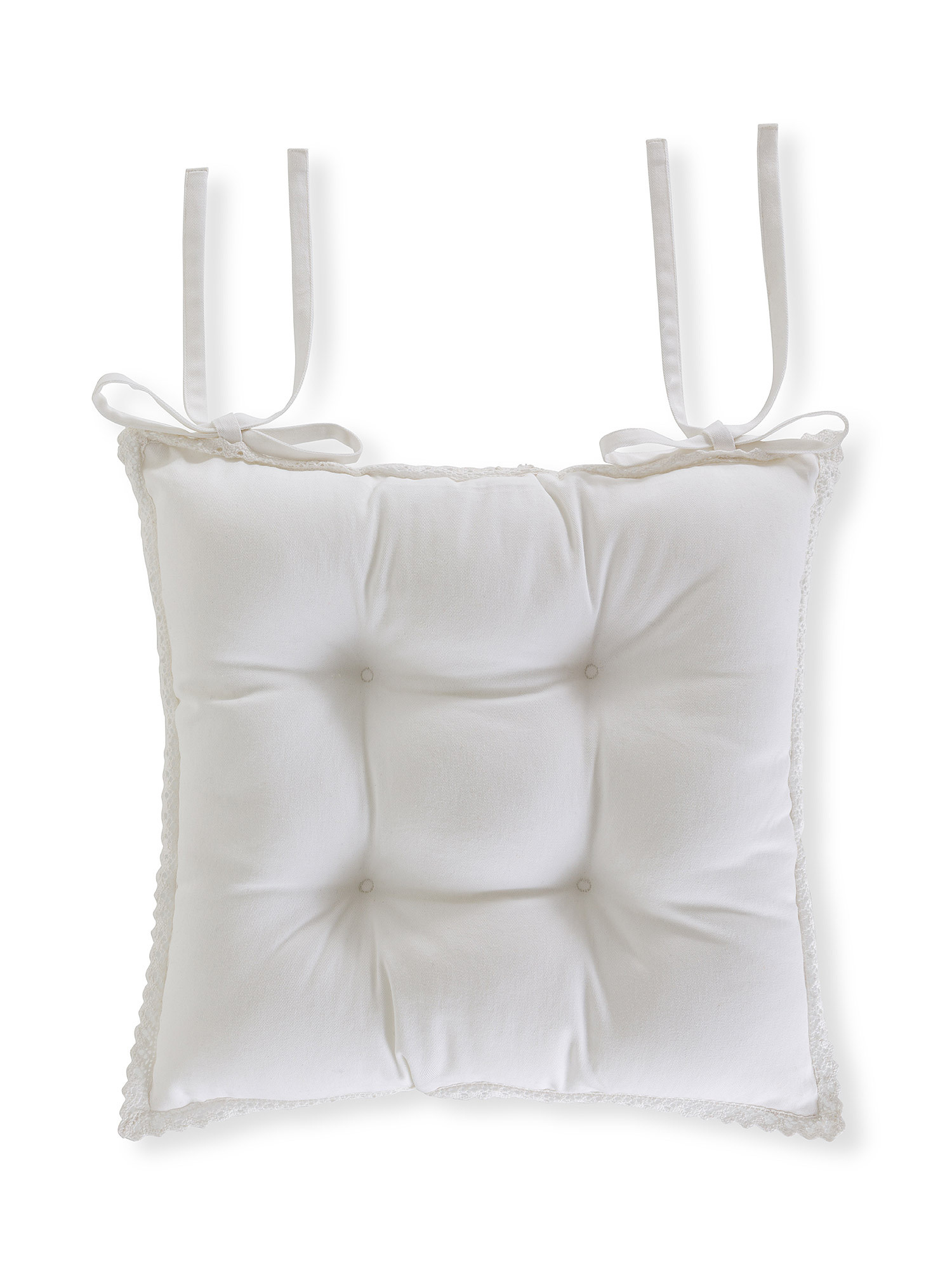 Подушка на стул из хлопкового твила с вышивкой Coincasa, белый