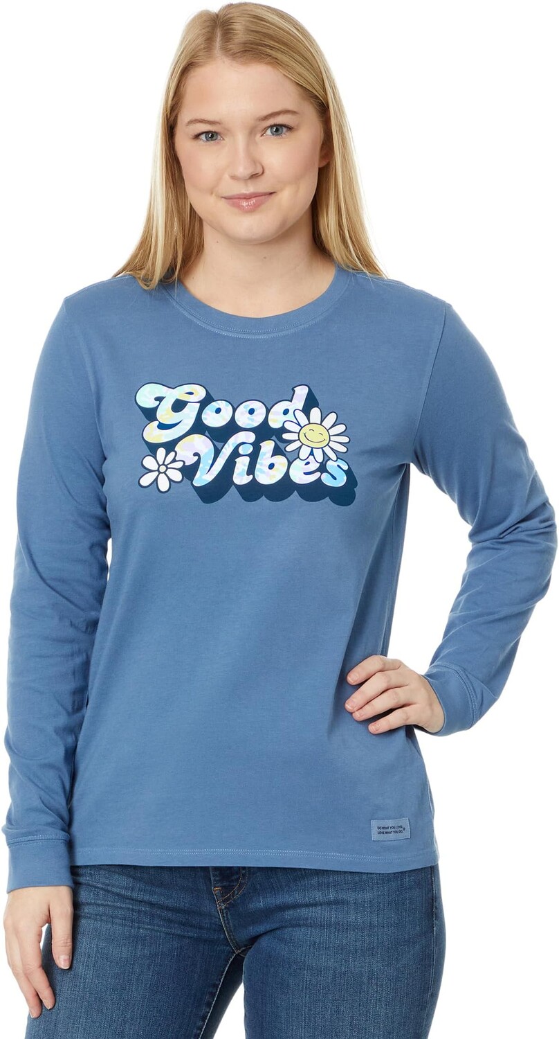 

Футболка с длинными рукавами Crusher Groovy Good Vibes Tie-Dye Life is Good, цвет Vintage Blue