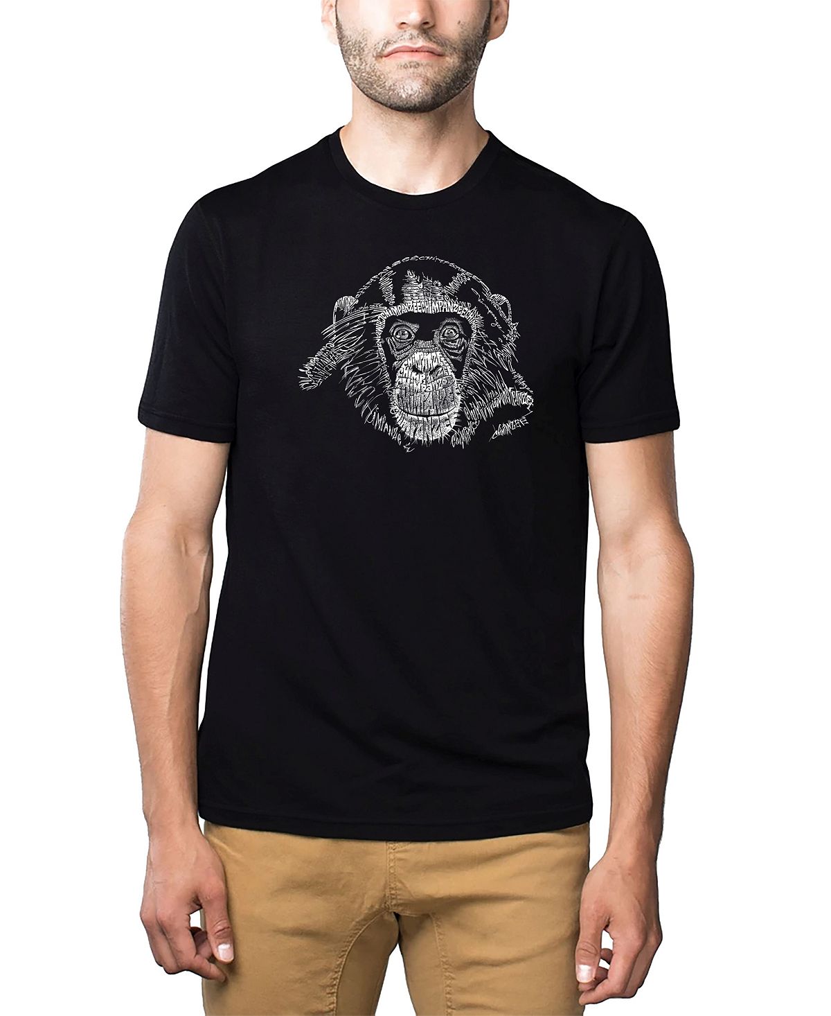 Мужская футболка premium word art - шимпанзе LA Pop Art, черный арагонес с гру самый умный человек в мире