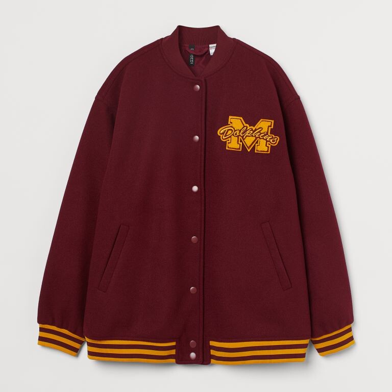 

Куртка H&M x Netflix Varsity Dolphins, бордовый/оранжевый