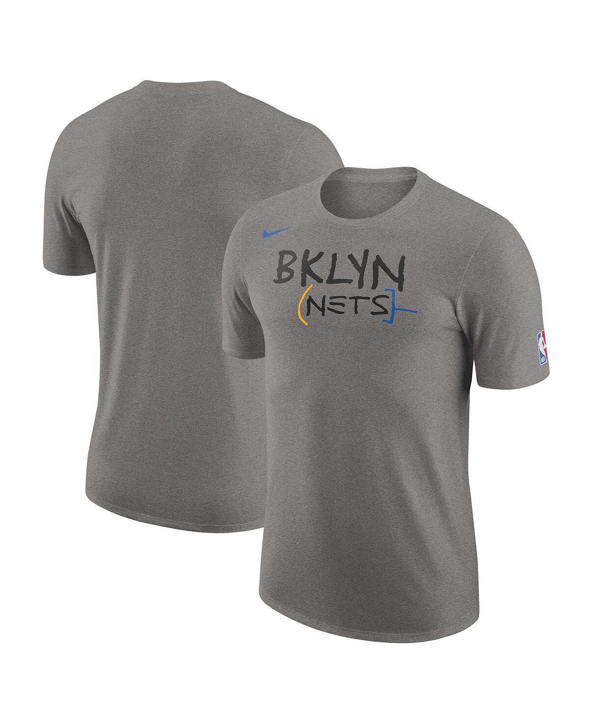Мужская футболка heather charcoal brooklyn nets 2022/23 city edition essential с логотипом Nike, мульти