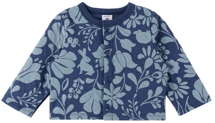 

Голубой стеганый кардиган Petit Bateau, Синий