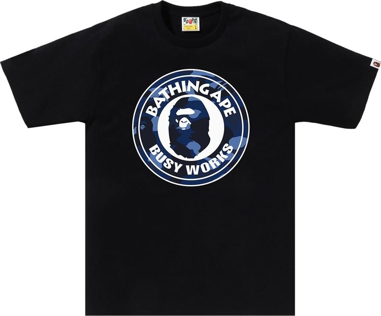 Navy black. Футболка Bape busy works.