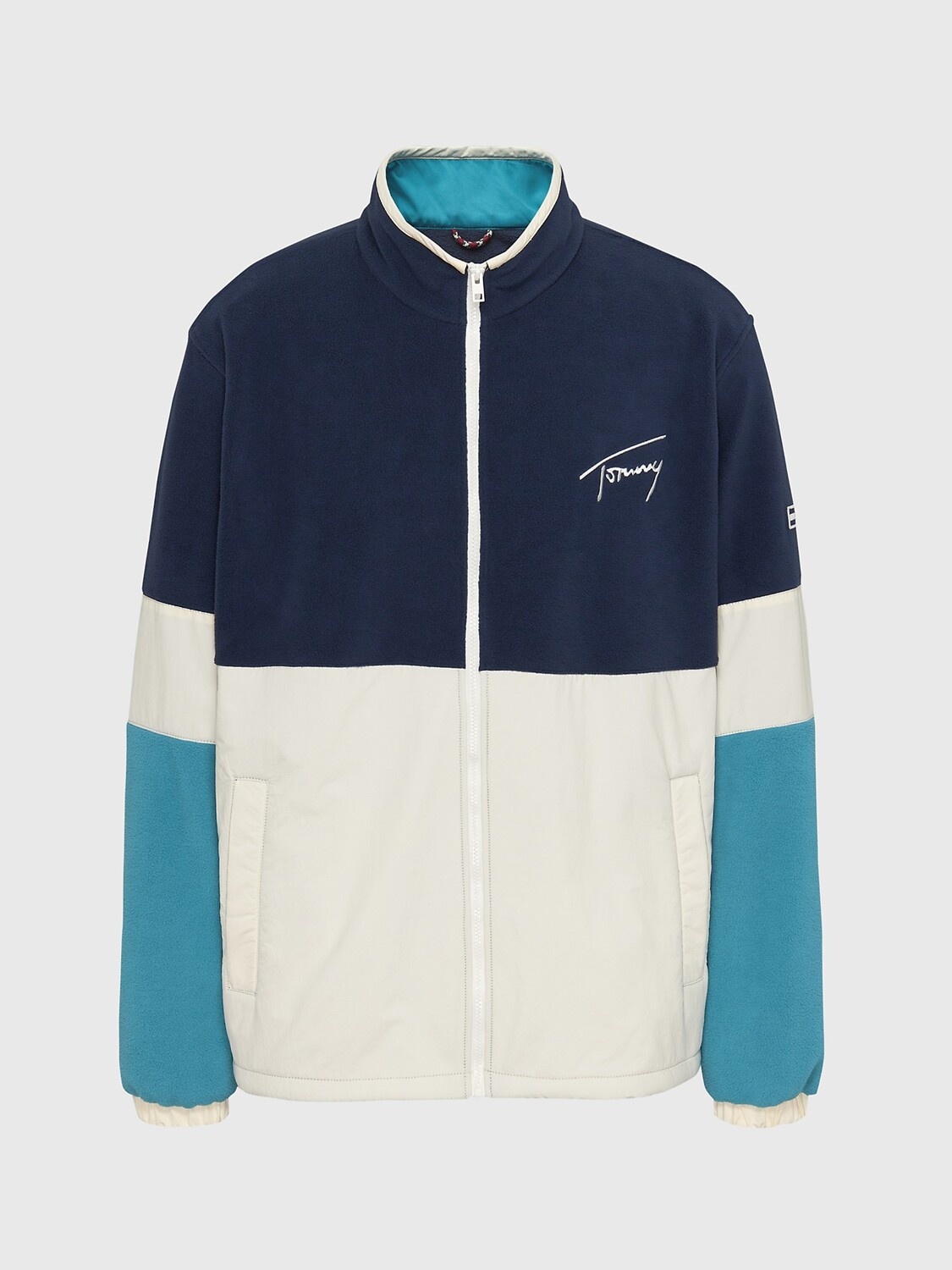 

Большая и высокая флисовая куртка на молнии signature в ретро Tommy Hilfiger, сумеречный флот