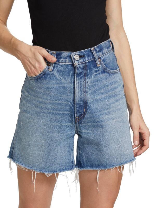 

Потертые джинсовые шорты burlingame с высокой посадкой Moussy Vintage Blue