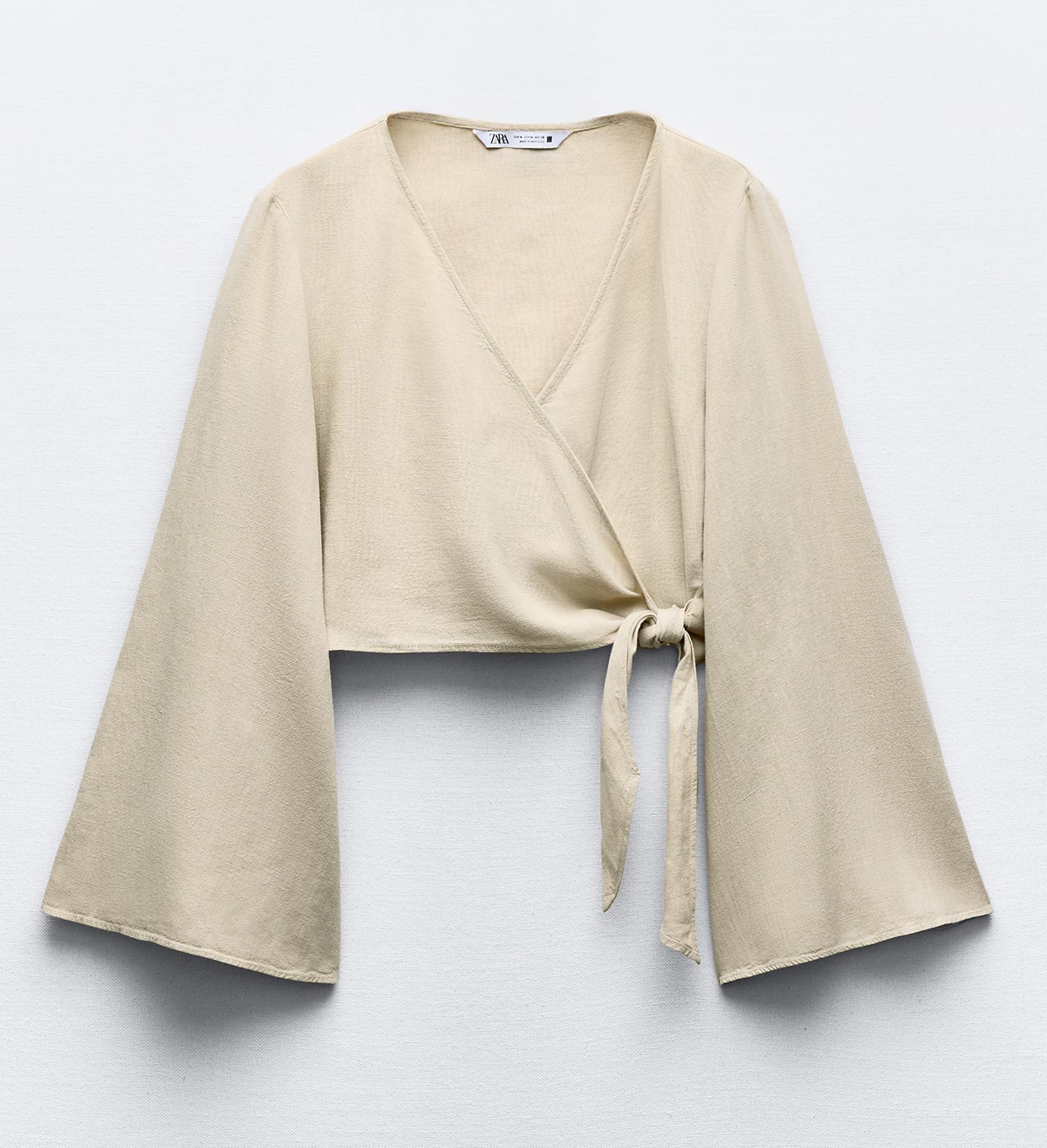 Блуза Zara Short Wrap, бежевый блуза zara ruffled бежевый