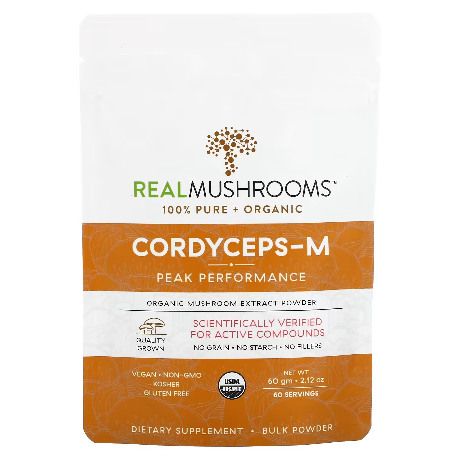 Органический Экстракт Грибов Real Mushrooms Cordyceps-M в порошке, 60 г real mushrooms cordyceps m поддержка для вашего питомца 120 капсул