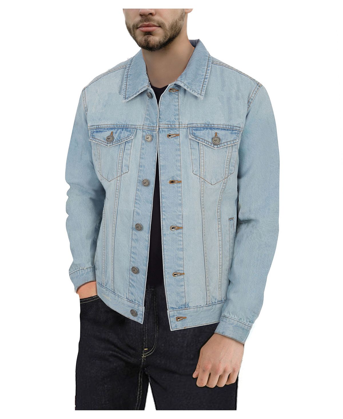 Мужская приталенная джинсовая куртка с эффектом потертости X-Ray, мульти мужская джинсовая куртка винтажная повседневная однотонная куртка цвета хаки с карманами