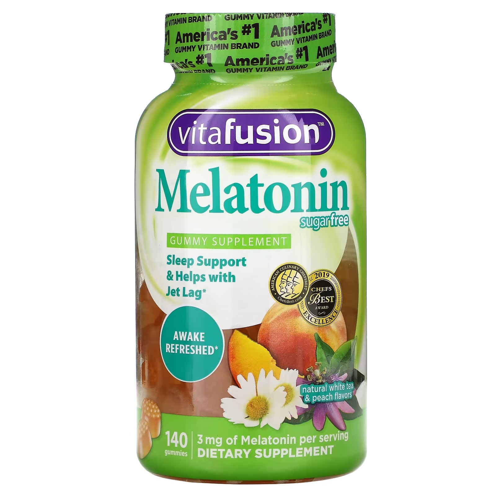 Мелатонин VitaFusion со вкусом натурального белого чая и персика, 140 жевательных конфет цена и фото