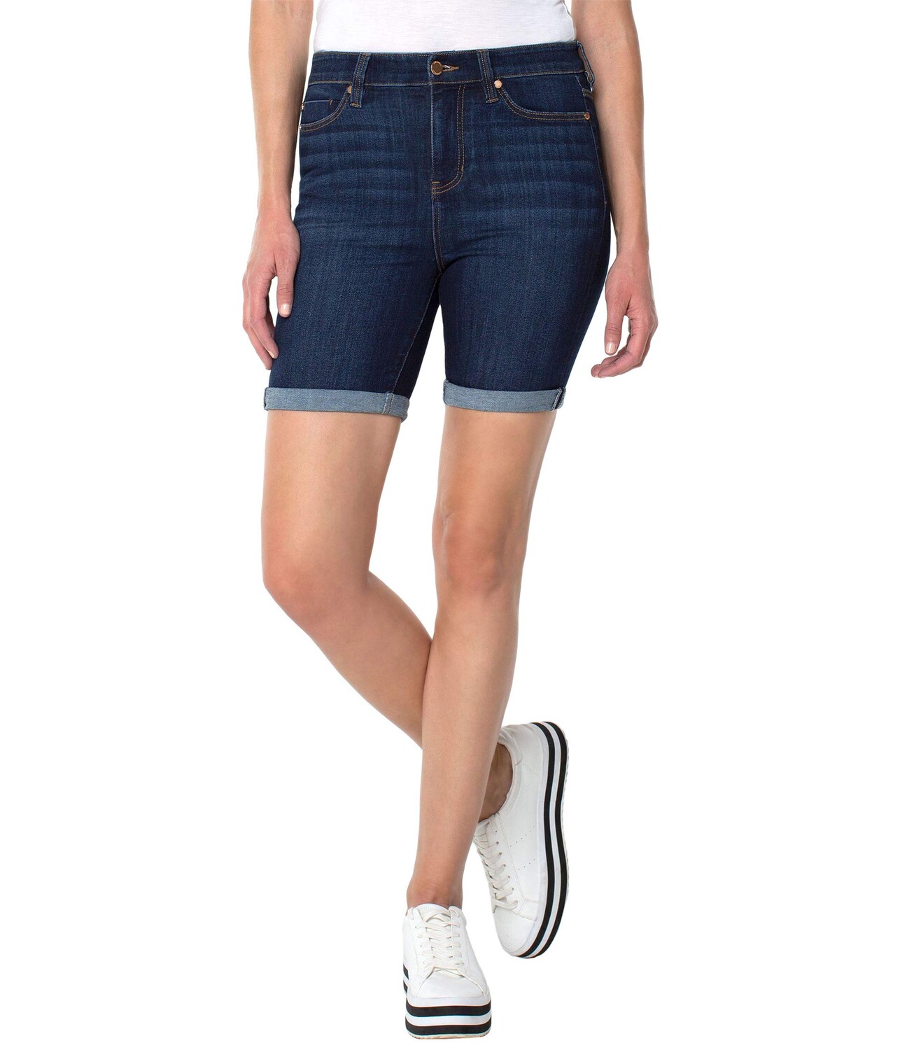 

Шорты Liverpool, Kristy High-Rise Shorts with Double Rolled Cuff in Dorsey