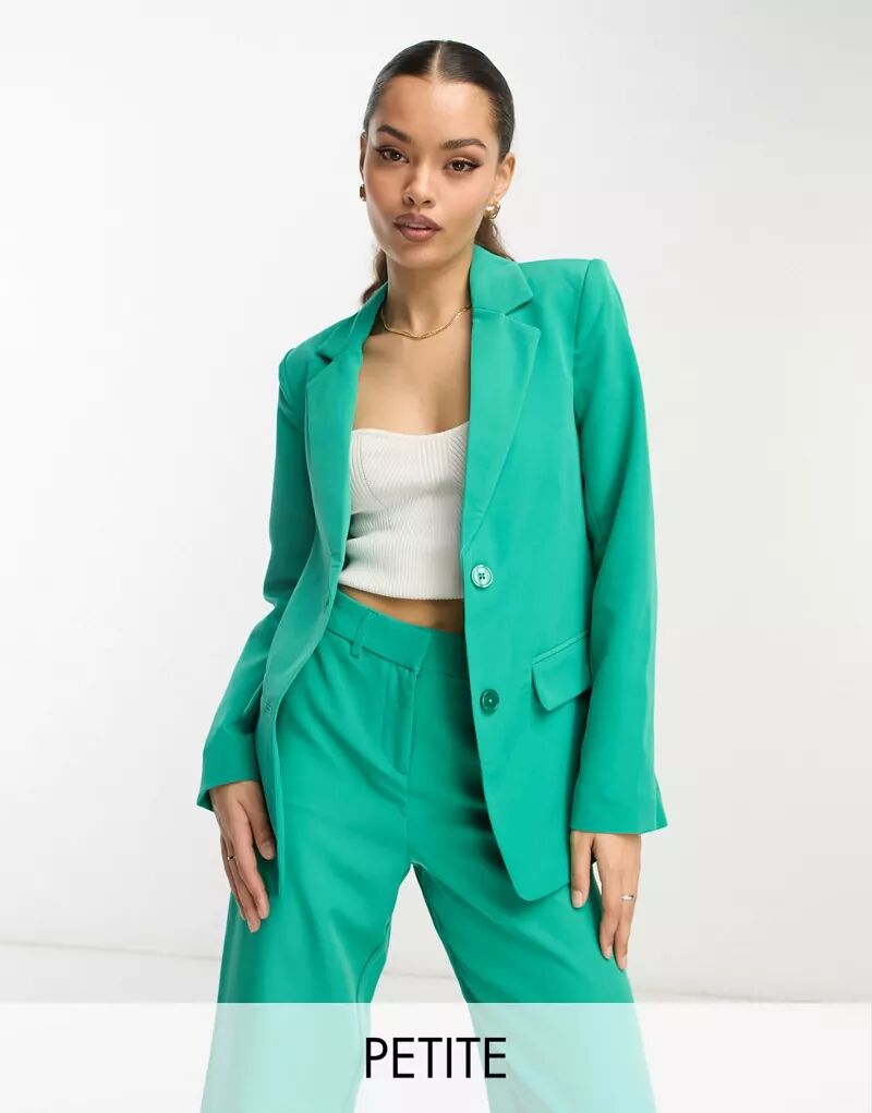 Зеленый приталенный пиджак Vila Petite, однотонный