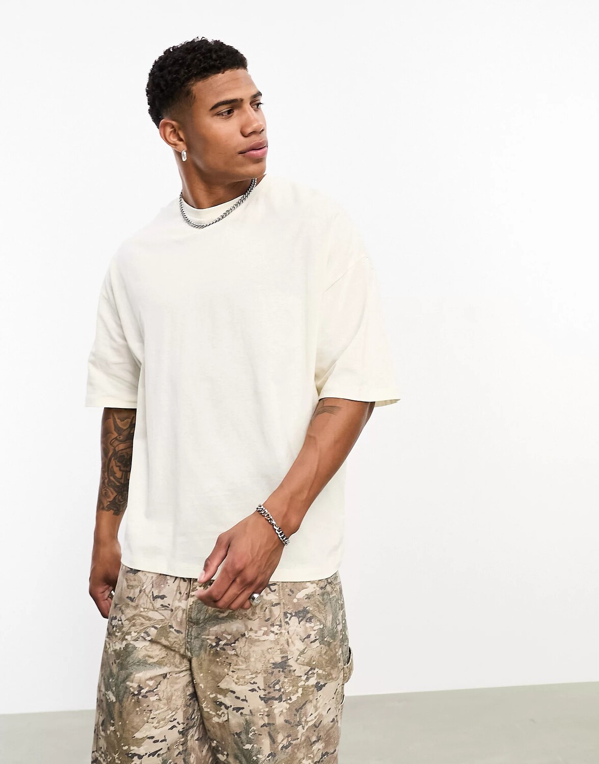 

Футболка Asos Design Oversized With Breakfast Print, белый
