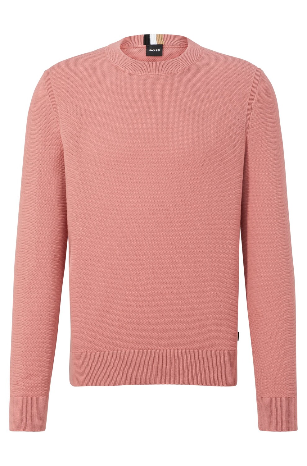 

Джемпер Hugo Boss Crew-neck In Structured Cotton With Stripe Details, розовый