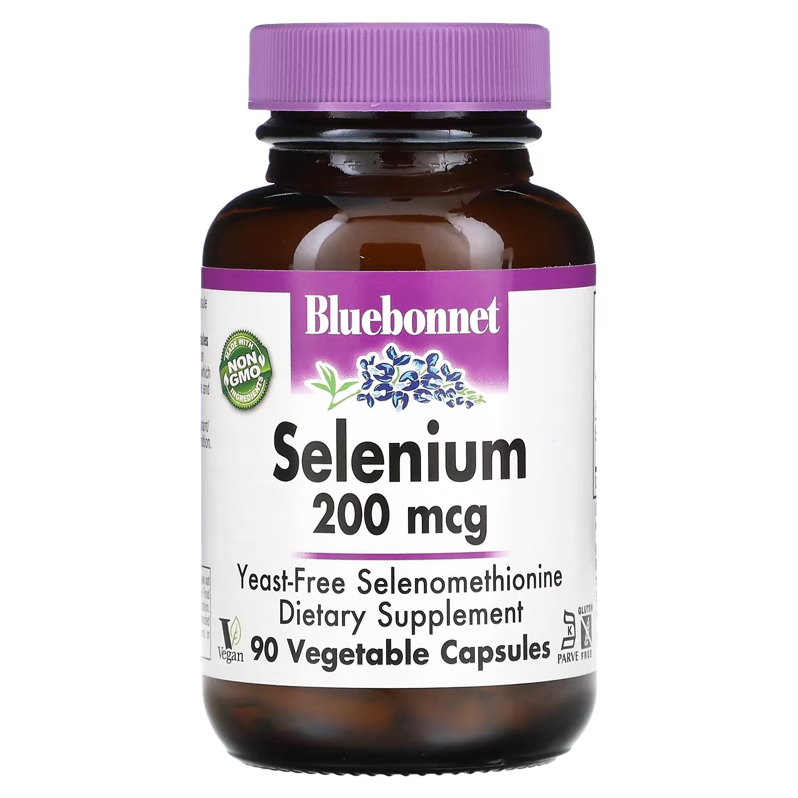 Bluebonnet Nutrition Селен бездрожжевой селенометионин 200 мкг, 90 растительных капсул solaray селен 200 мкг 90 растительных капсул
