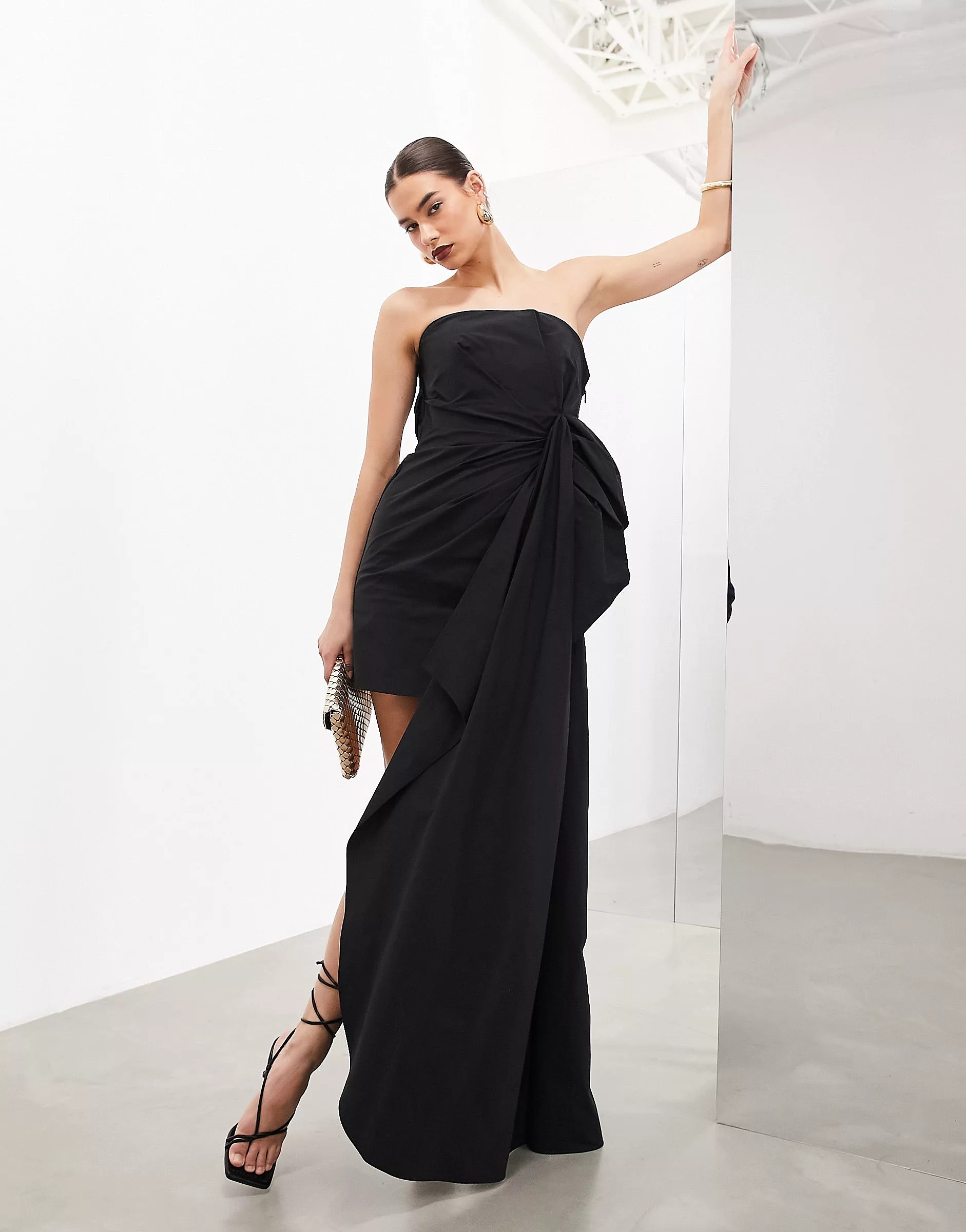 Платье Asos Edition Memory Bow Drape, черный платье макси asos sleeveless drape detail черный розовый
