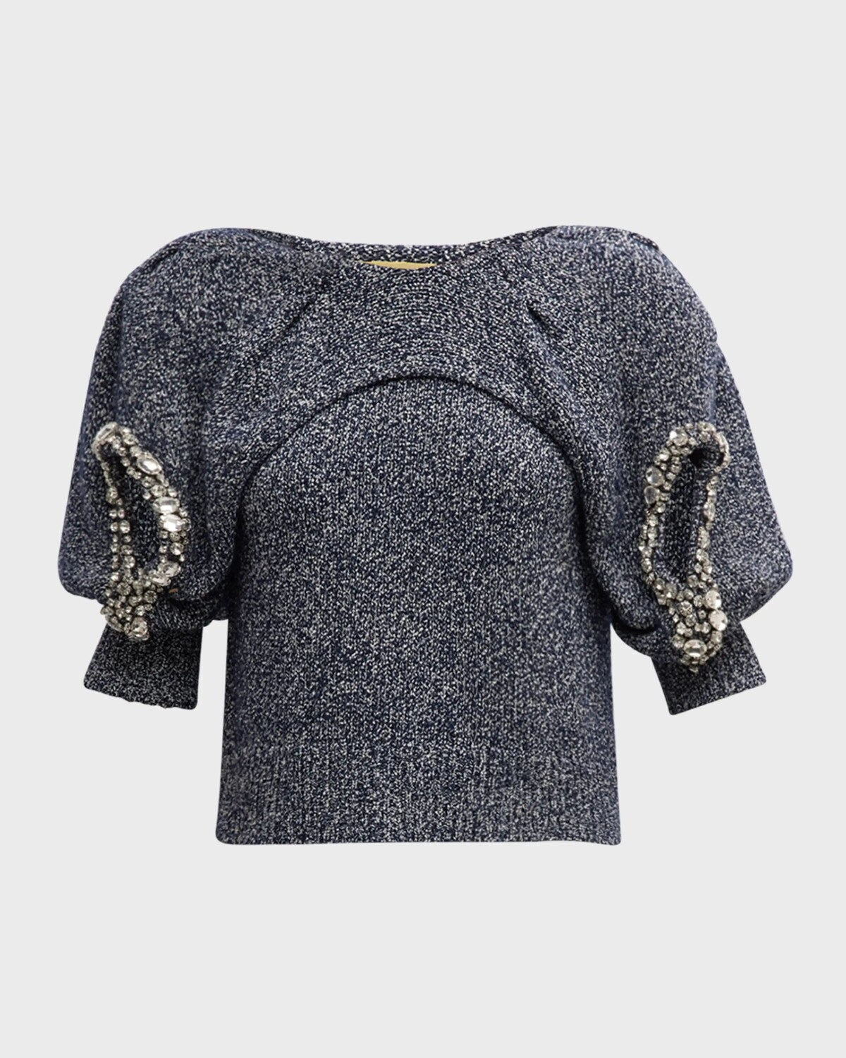 

Шерстяно-хлопковый свитер Ara Crystal с пышными рукавами Hellessy, цвет Heathered Navy