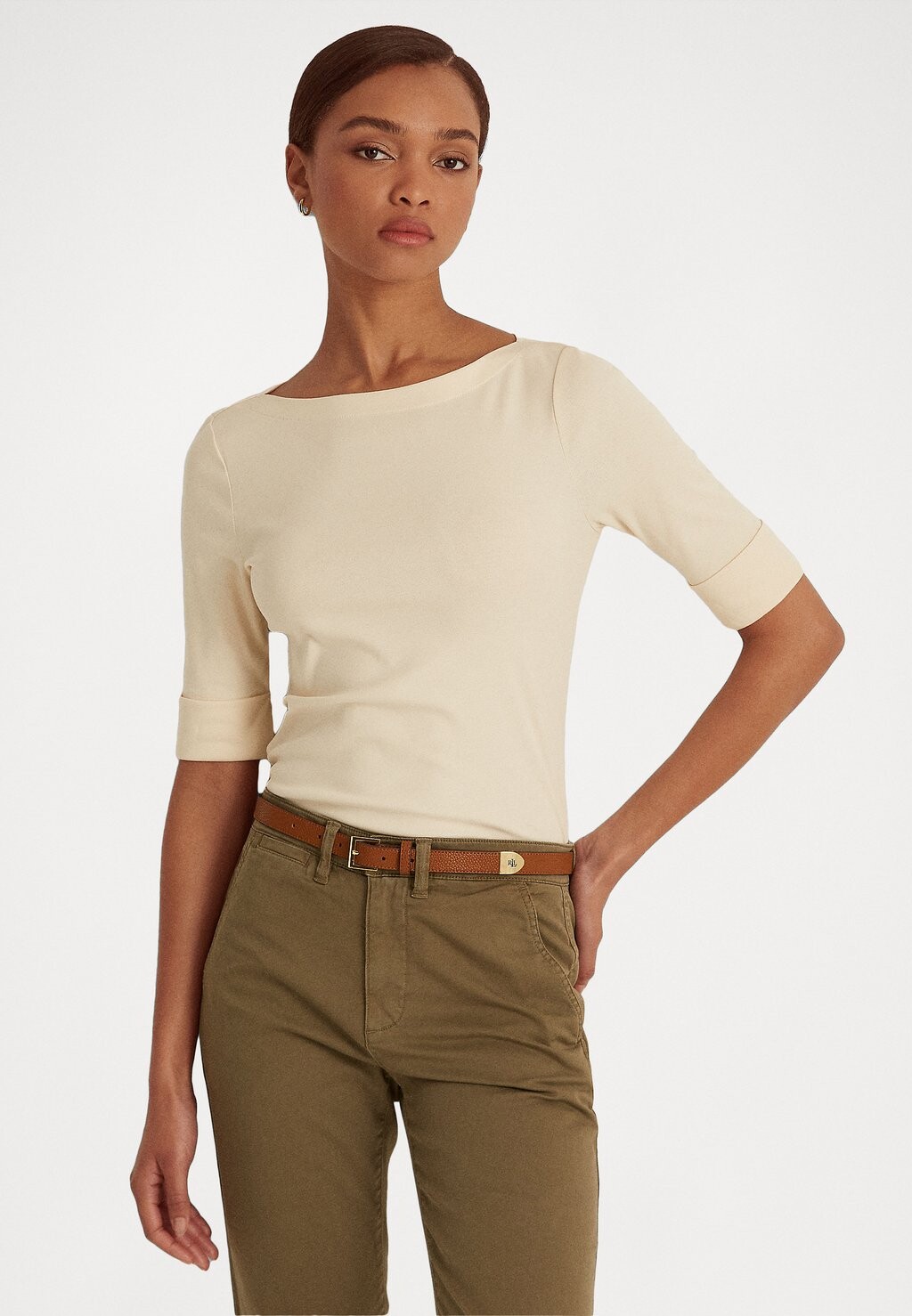 

Базовая футболка Lauren Ralph Lauren JUDY ELBOW SLEEVE, цвет mascarpone cream