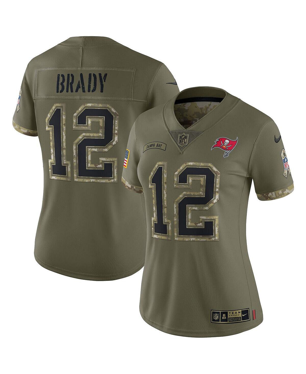 

Женская футболка tom brady olive tampa bay buccaneers 2022 salute to service limited jersey Nike, Серый