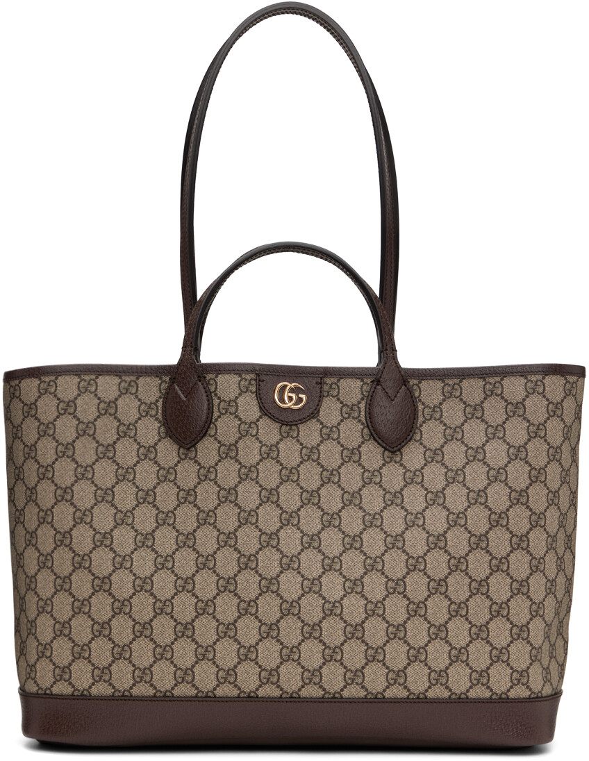 

Коричнево-бежевая объемная сумка с короткими ручками Ophidia GG Supreme Gucci