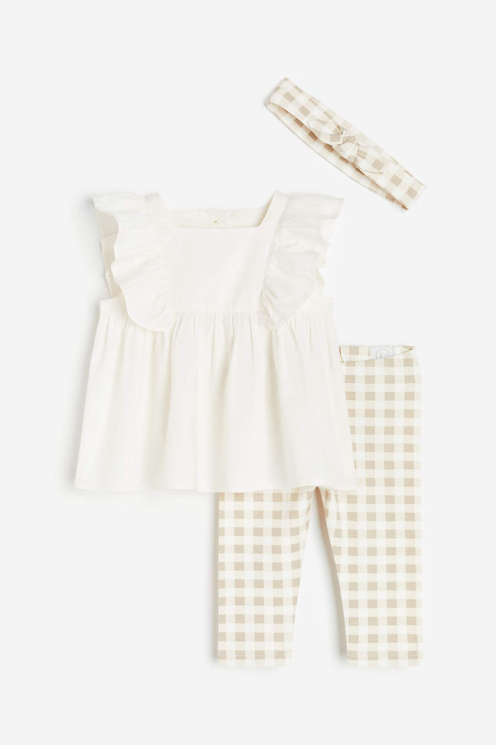 

Комплект для девочек H&M Cotton, 3 предмета, белый/бежевый