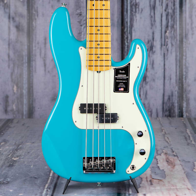 

Fender American Professional II Precision Bass V, синий Майами