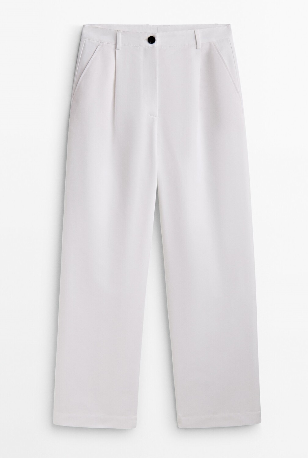 

Брюки Massimo Dutti Cotton And Linen Blend Straight-fit, белый