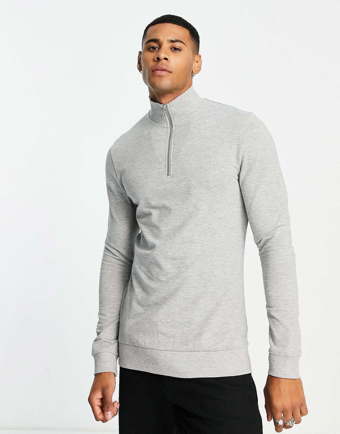 

Серый меланжевый свитшот ASOS DESIGN