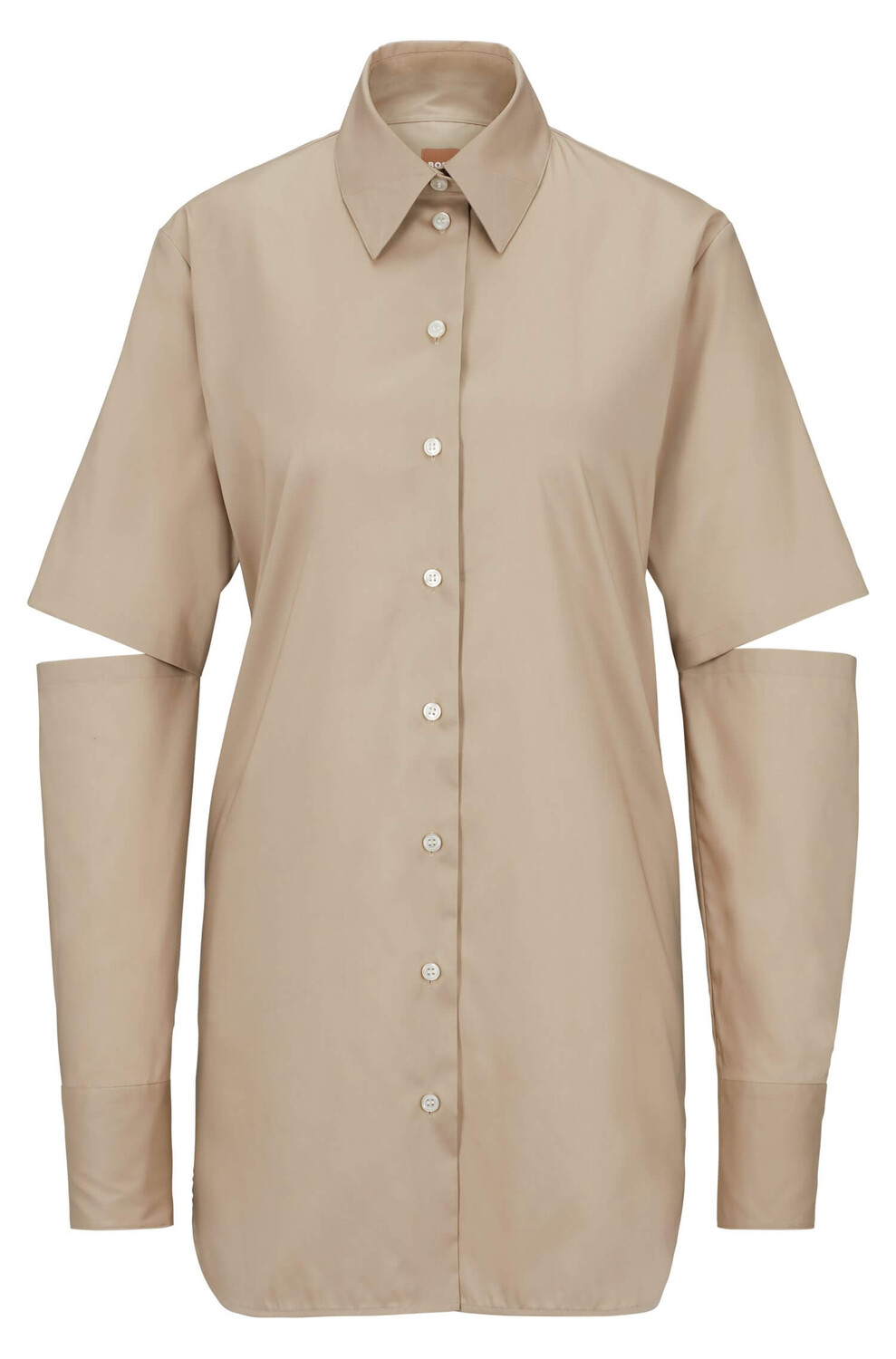 

Рубашка Boss Longline Relaxed-fit Cotton, светло-бежевый