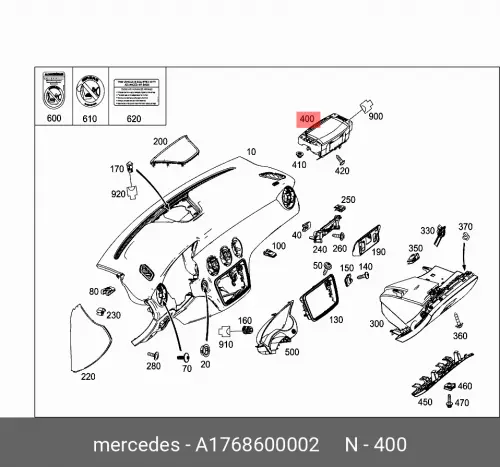 

Подушка безоп пер пр фронтальная A1768600002 MERCEDES-BENZ