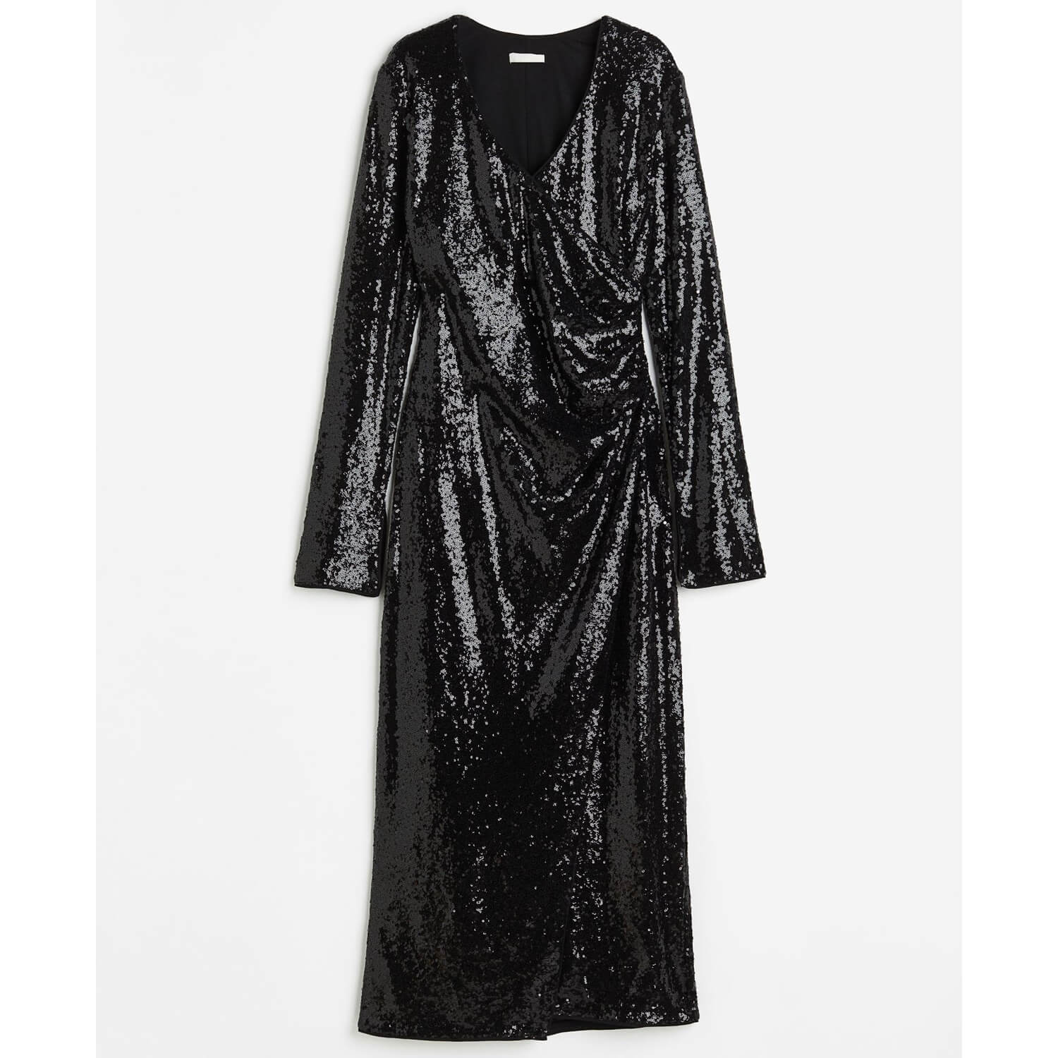Платье H&M Sequined, черный платье длинное v образный вырез длинные рукава 46 серебристый