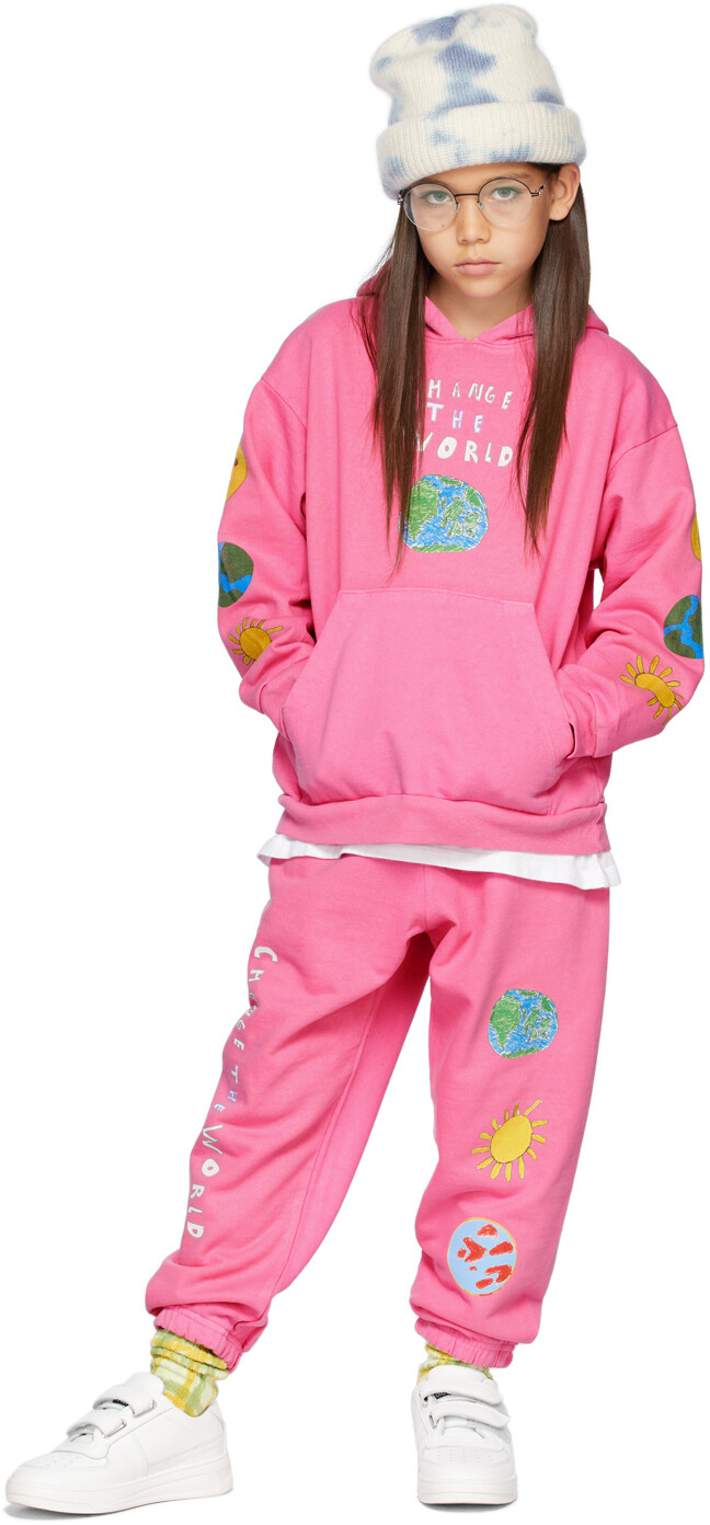 

Эксклюзивное детское худи SSENSE Pink 'Change The World' Kids Worldwide