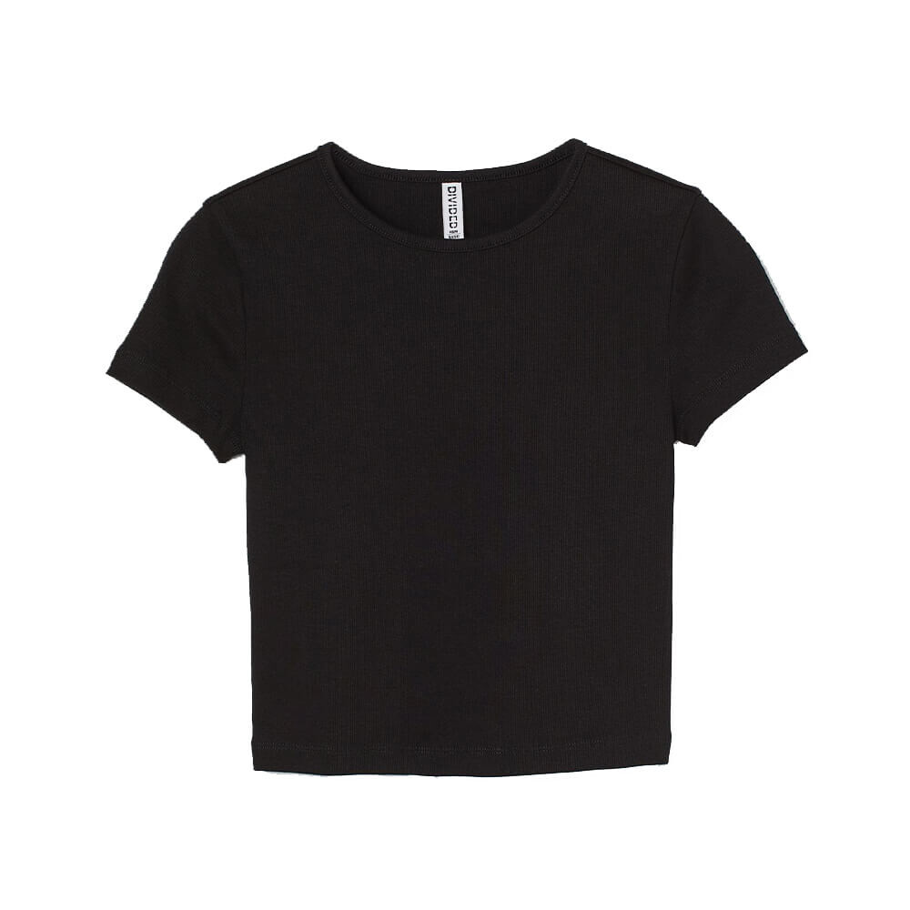 Топ H&M Ribbed Crop, чёрный