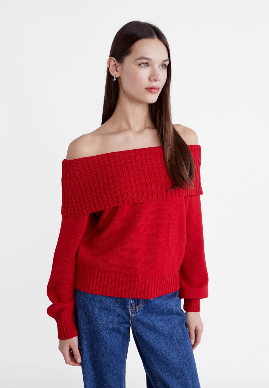 

Вязаный свитер EXPOSED SHOULDER Stradivarius, цвет red