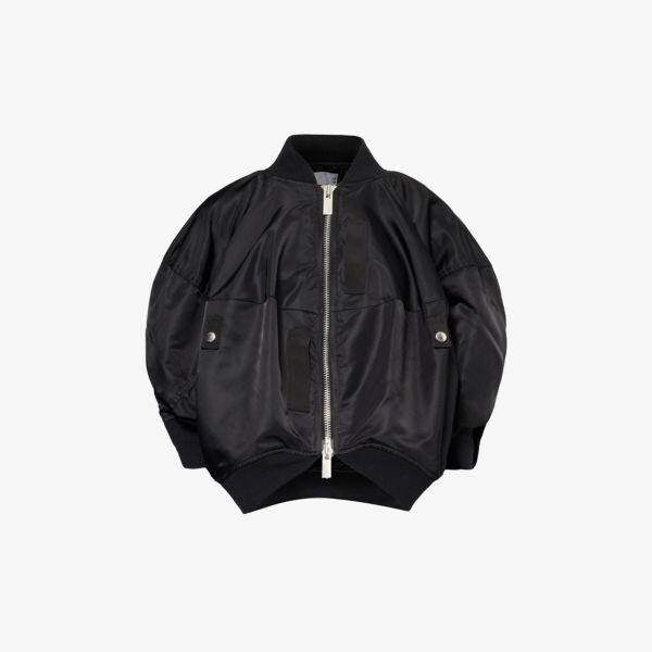

Утепленная куртка свободного кроя с присборенными рукавами Sacai, черный