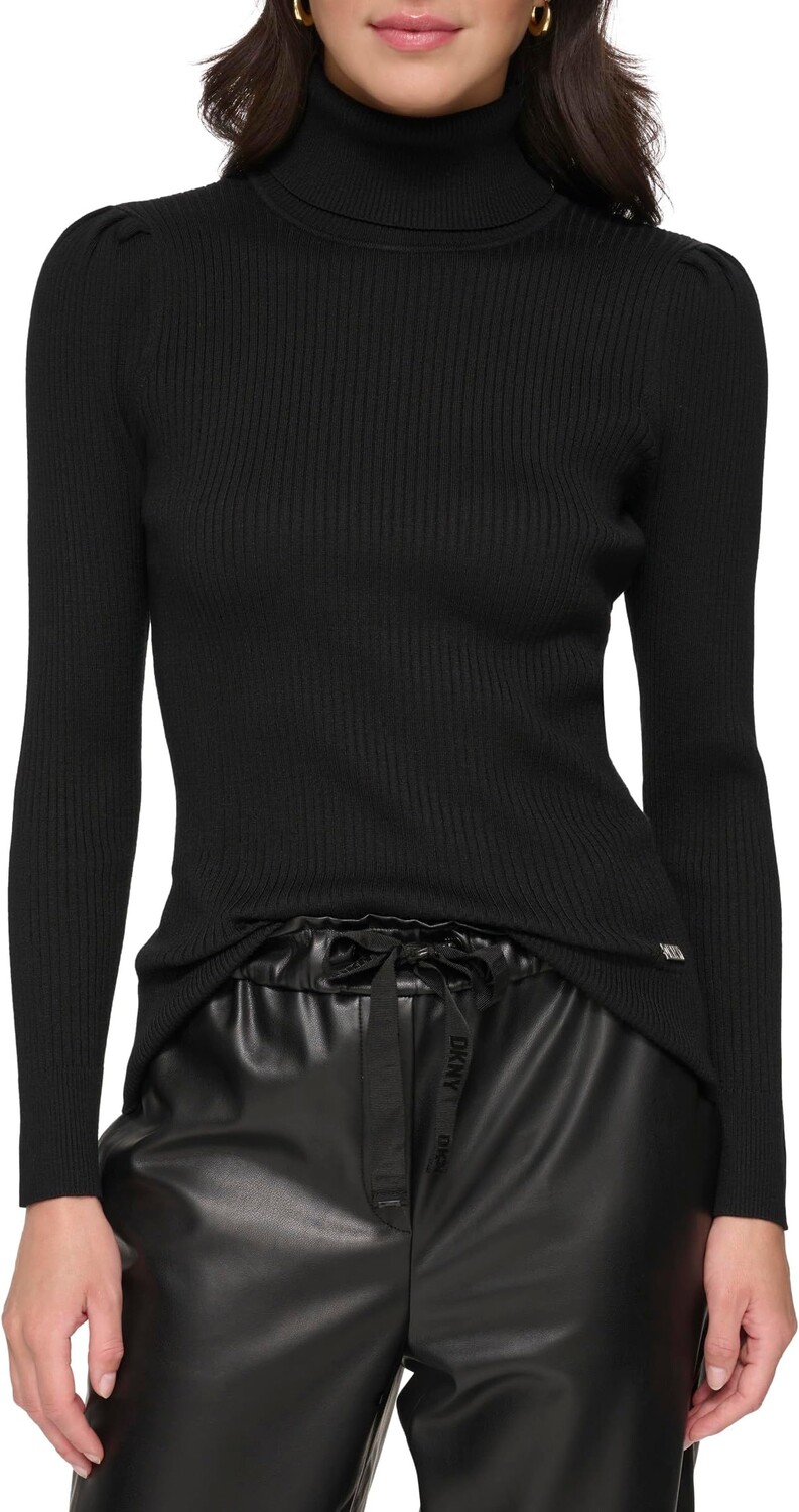 

Свитер Solid Ribbed Turtleneck DKNY, черный