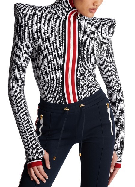 

Боди с капюшоном из сетки с монограммой Balmain