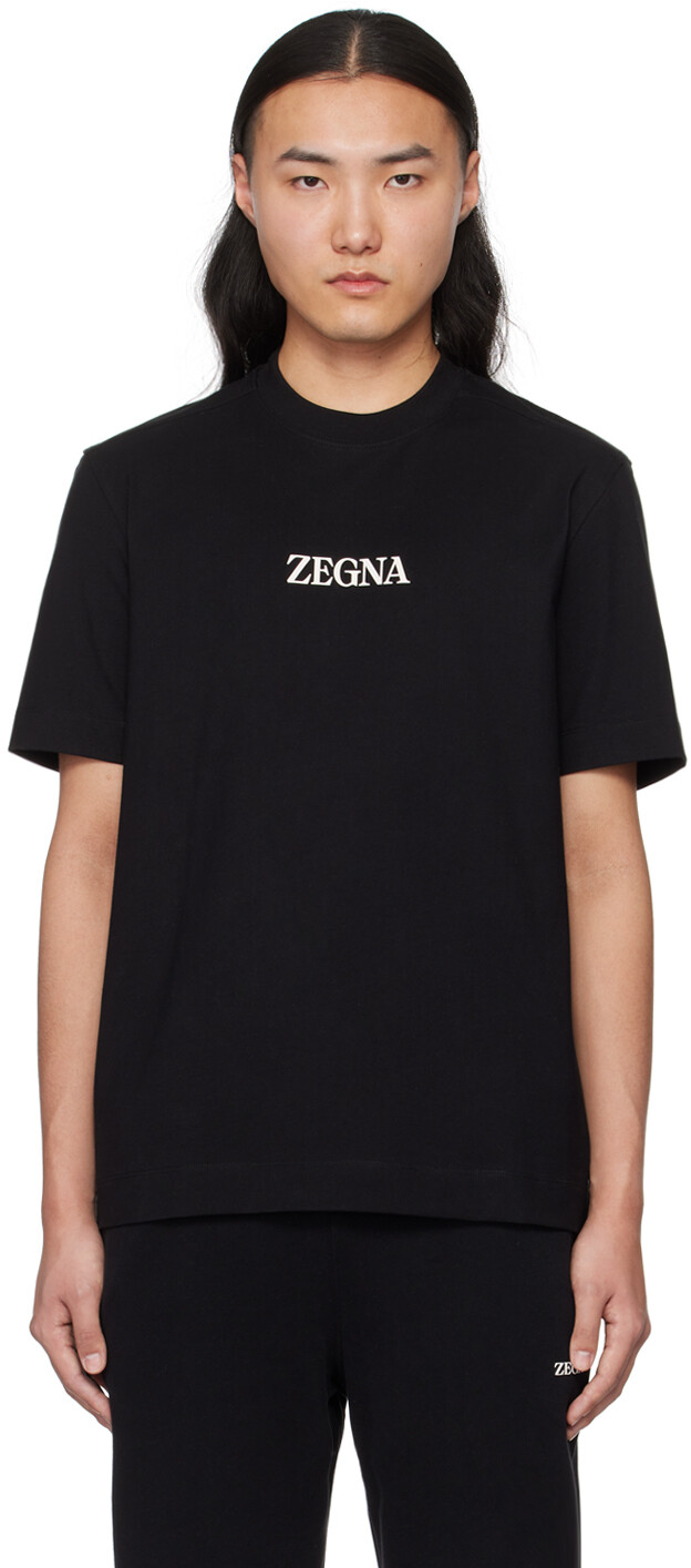 

Черная футболка с круглым вырезом Zegna, цвет Black