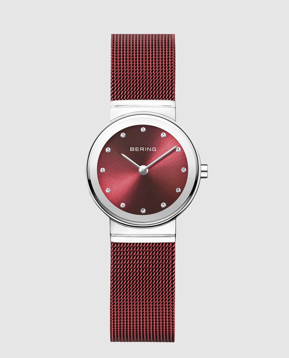 цена Bering 10126-303 Женские часы с красной стальной сеткой Bering, красный