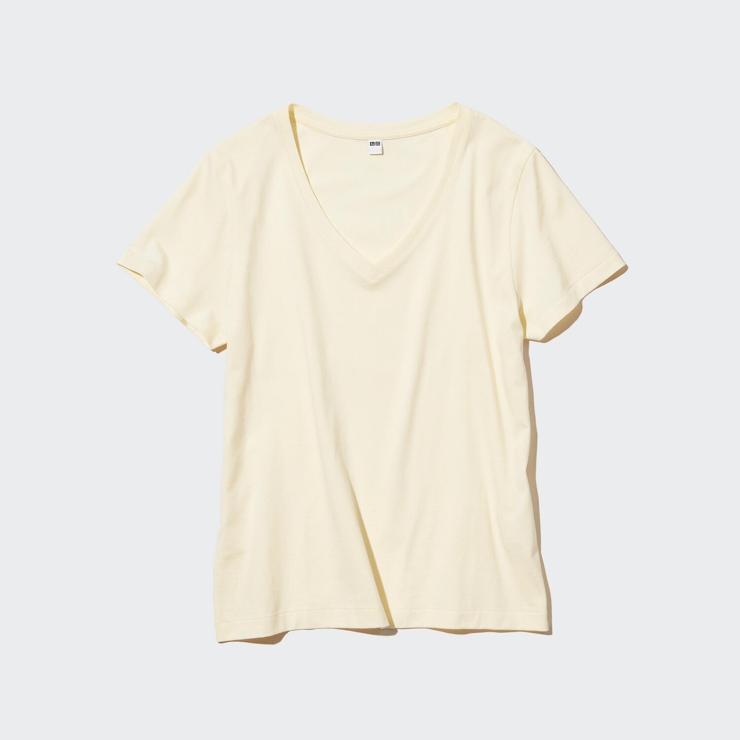 

Футболка хлопковая Uniqlo Supima с V-образным вырезом, кремовый, Бежевый