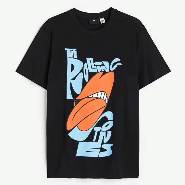 

Футболка с принтом H&M The Rolling Stones Regular Fit, черный