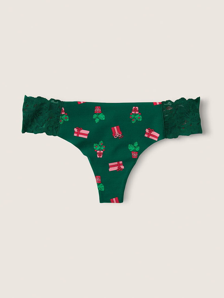 

Трусы Pink No-Show Thong, тёмно-зелёный