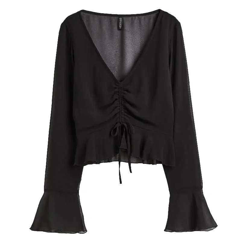 

Блузка H&M Drawstring-detail Chiffon, черный