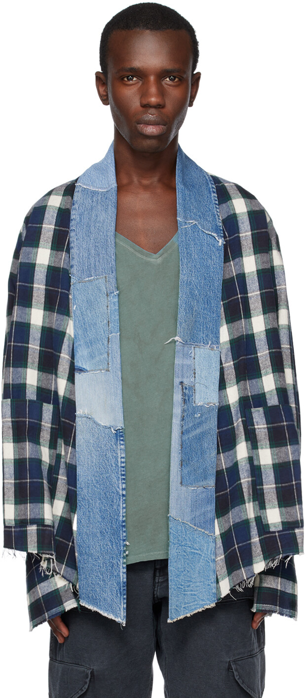 

Сине-зеленый кардиган в шотландскую клетку Greg Lauren