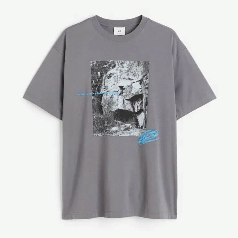 

Футболка H&M Relaxed Fit Printed, серый