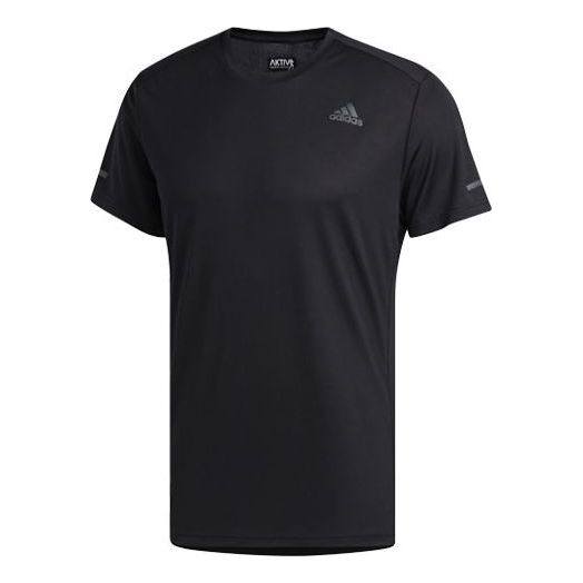 Футболка Adidas Run It Tee M Logo Training Sports Short Sleeve Black, Черный