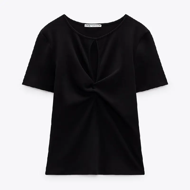 

Футболка Zara Cut-out Knotted, черный