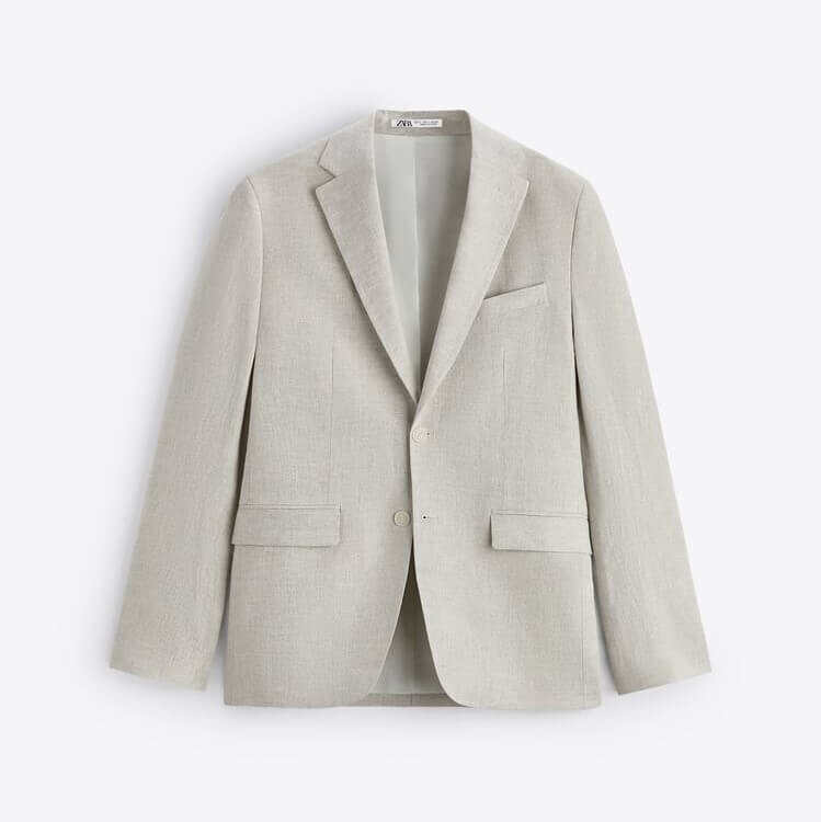 

Пиджак Zara Linen Suit, светло-бежевый