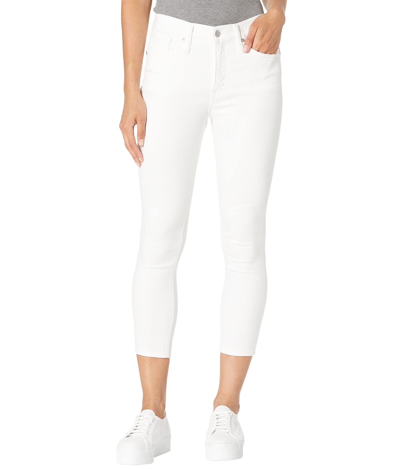 цена Джинсы Madewell, Petite 9 Mid-Rise Crop in Pure White