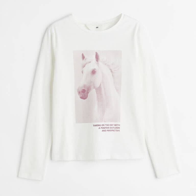 

Топ с длинными рукавами и принтом H&M, белый