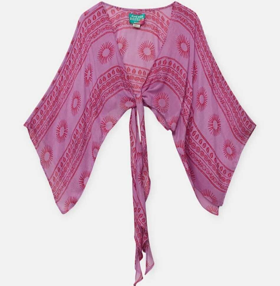 

Блуза-кимоно Pull&Bear Boho Kimono Sun Print, розовый